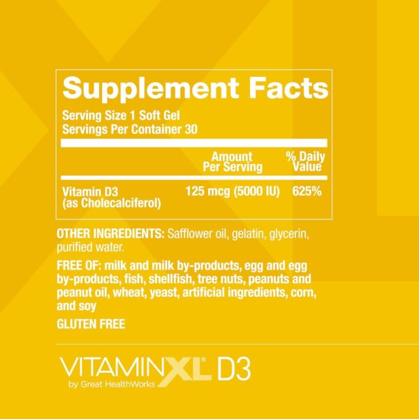 OmegaXL VitaminXL D3 High Potency Daily Vitamin D 5000 IU 125mcg
